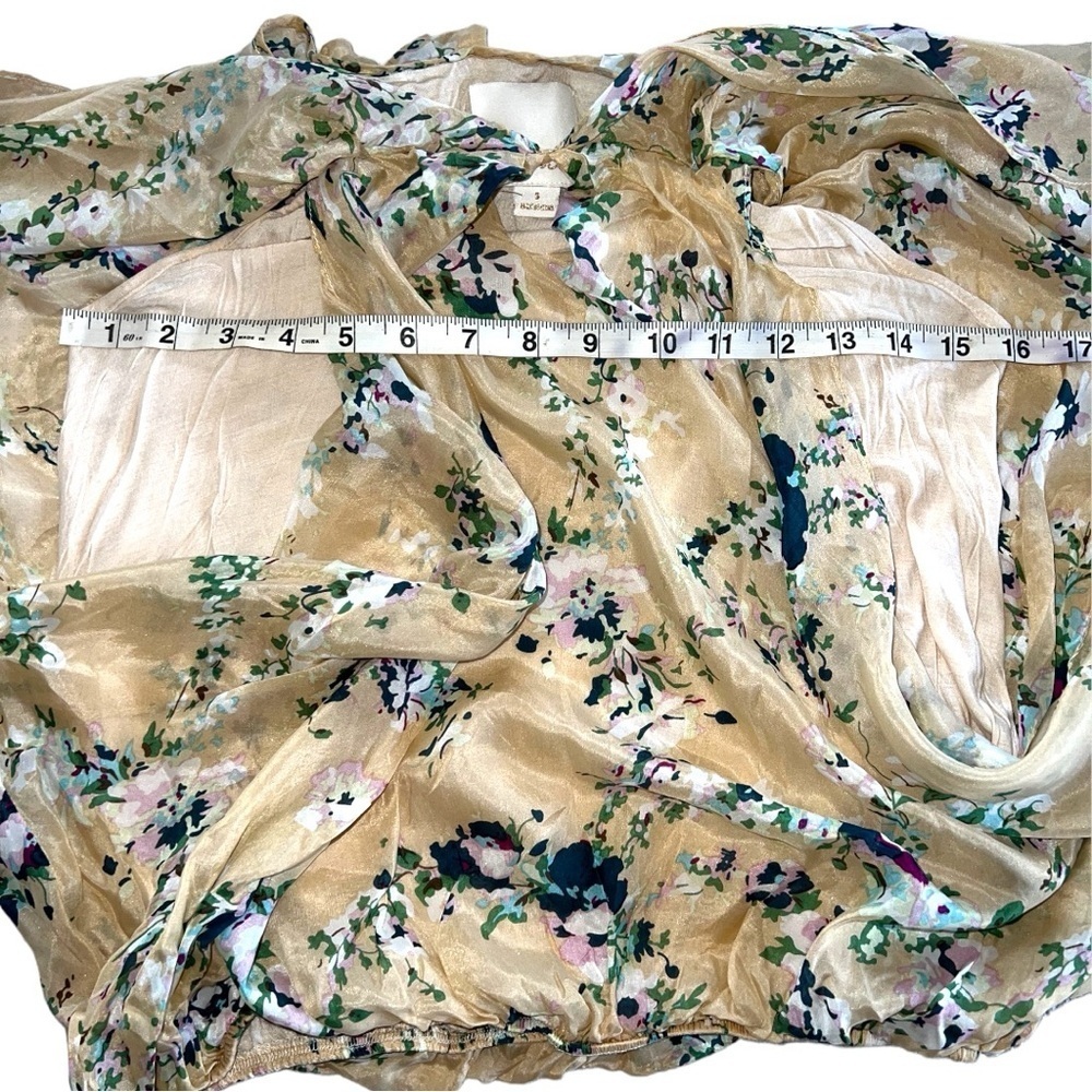 Aryn K 100% Silk Floral Butterfly Sleeve Shirt Top Blouse Women’s Size Small S - Picture 12 of 13